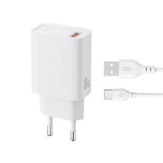 Incarcator priza USB-A 18W + cablu USB-C Alb, XO L159