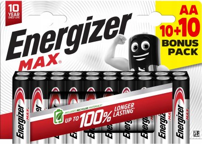 Set 20 buc baterie alcalina MAX AA LR06, Energizer
